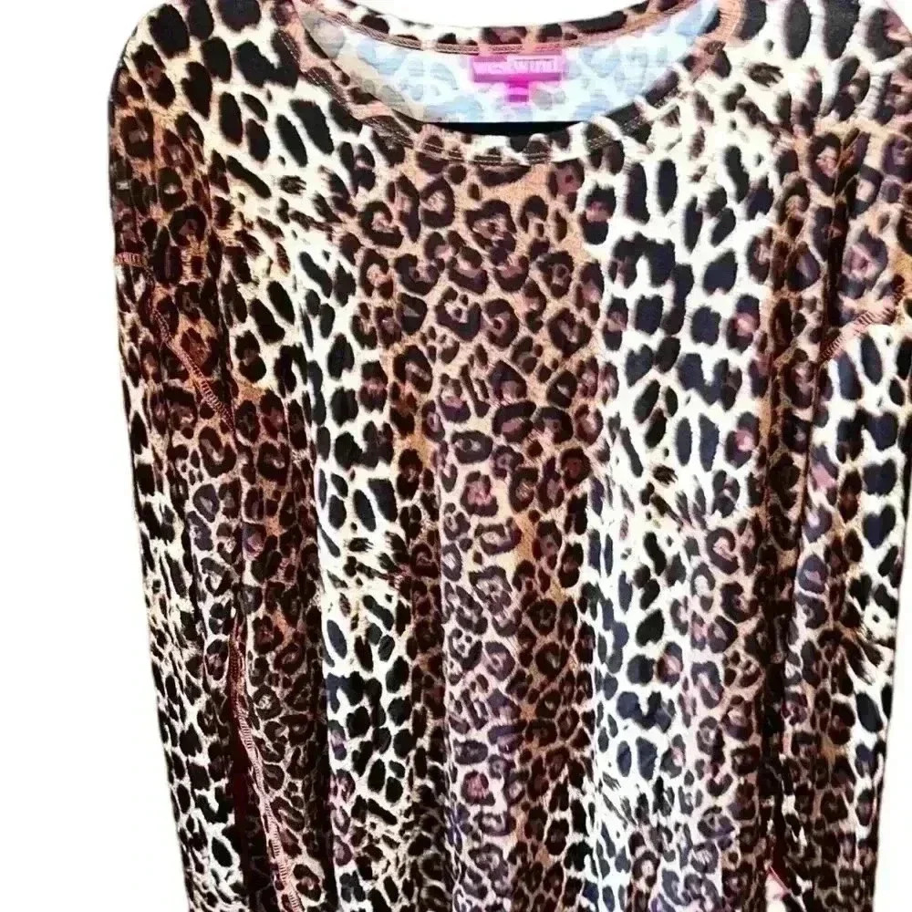 Westwind (LA brand) xl/2xl super stretchy long sleeve‎ cheetah print top .NWOT